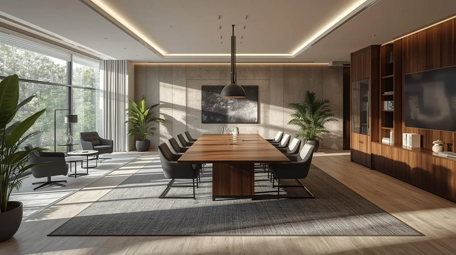 Modern tárgyalóterem semleges vállalati környezetben